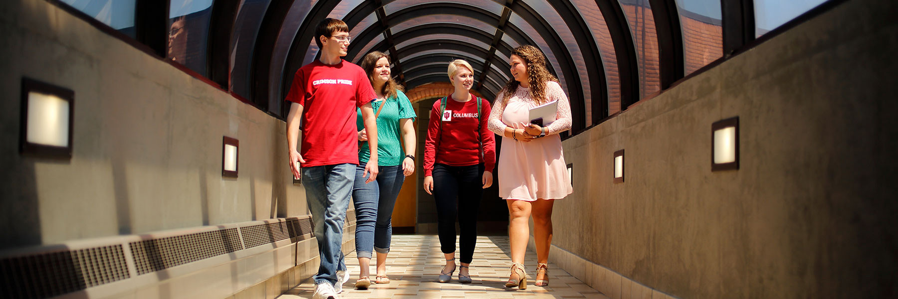 Photo of students walking in the tunnel.