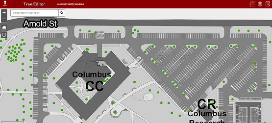 GIS Map of trees in parking lots